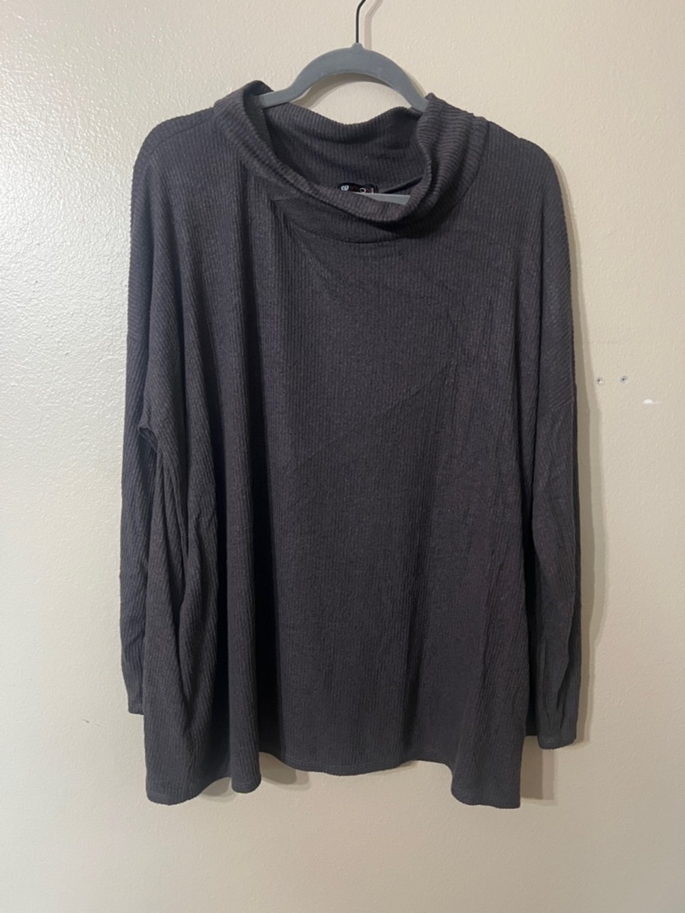 Relaxed Charcoal Cowl Neck Sweatshirt